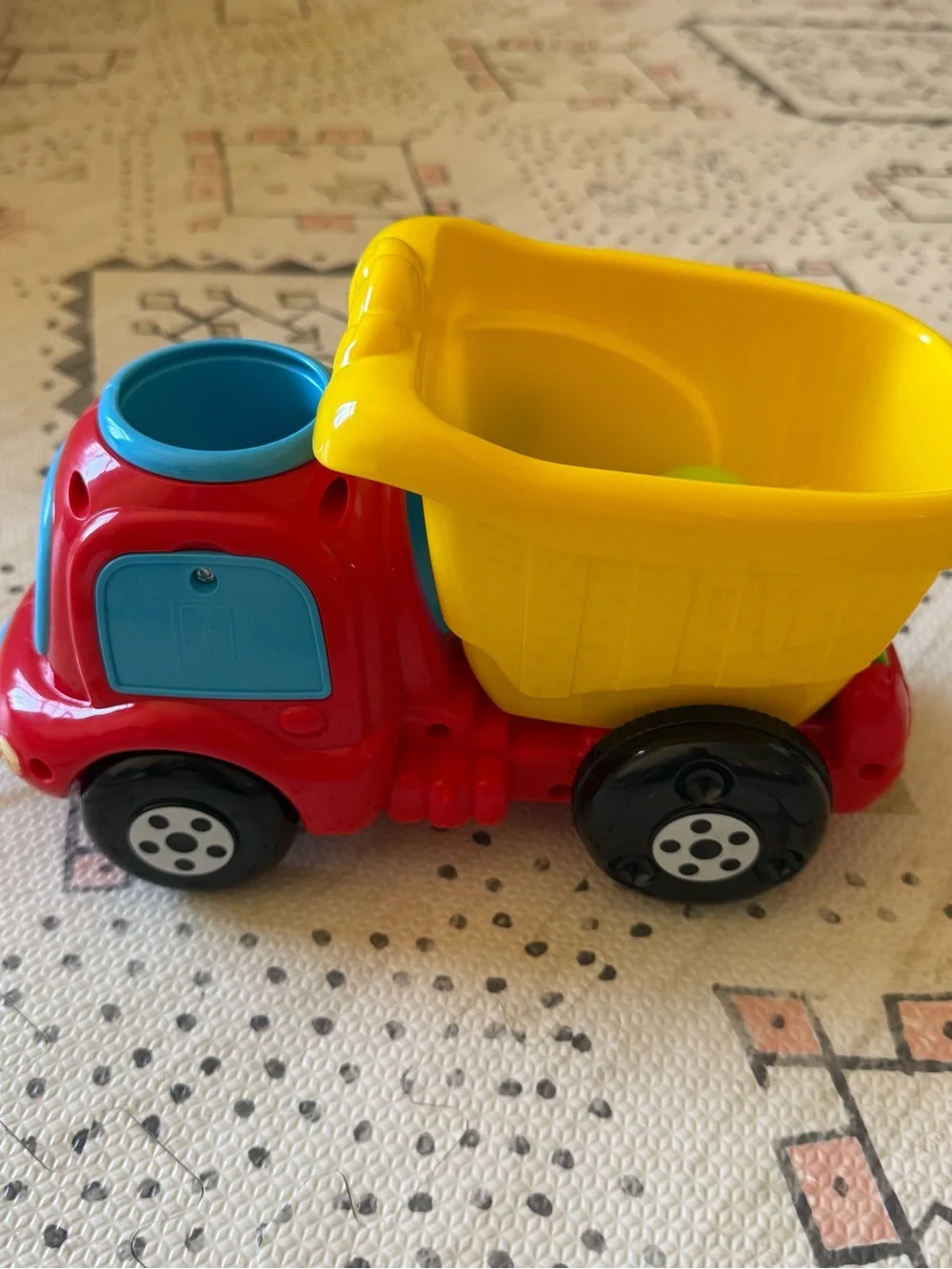 Bright Yellow & Red Pull-Along Dump Truck Toy for Early Learning